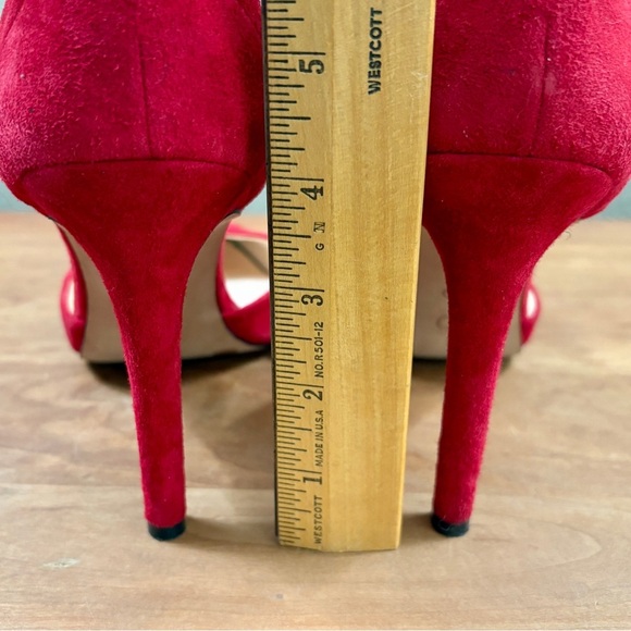 Jessica Simpson Red Suede Stiletto Ankle Strap, Pointed Heels, Womens size 9.5 - Picture 5 of 14